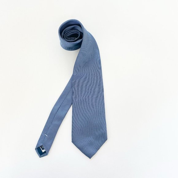 Barneys New York Other - Barneys 100% Silk Blue & Navy Horizontal Stripe Neck Tie